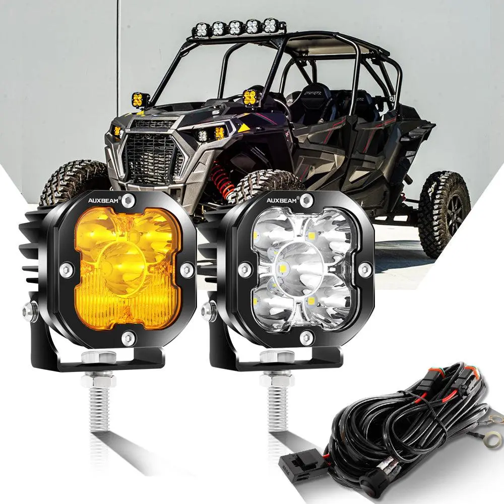 3 Inch 80W 9600Lm Led Pods Lights White&Amber For Atv Utv Side By Side 4X4 1