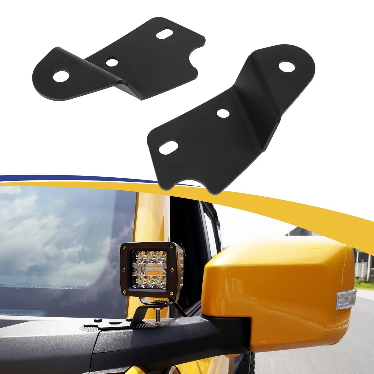 2Pcs A-Pillar Light Lower Windshield Hinge Mounting Brackets For Ford Bronco 2/4 Door 2021 2022 1