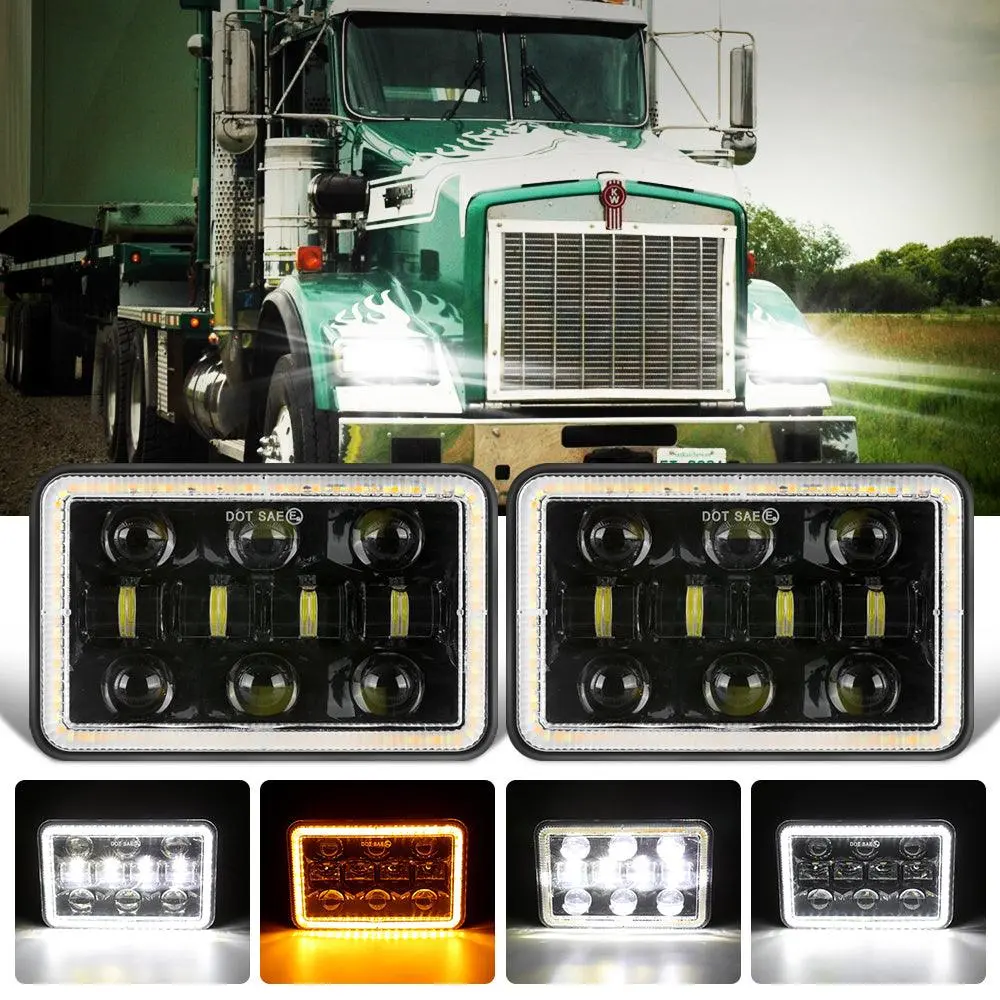 (2Pcs/Set)  4X6 Inch Sealed Beam Led Headlight With Hi/Low Beam Drl Turn Signal Light 1