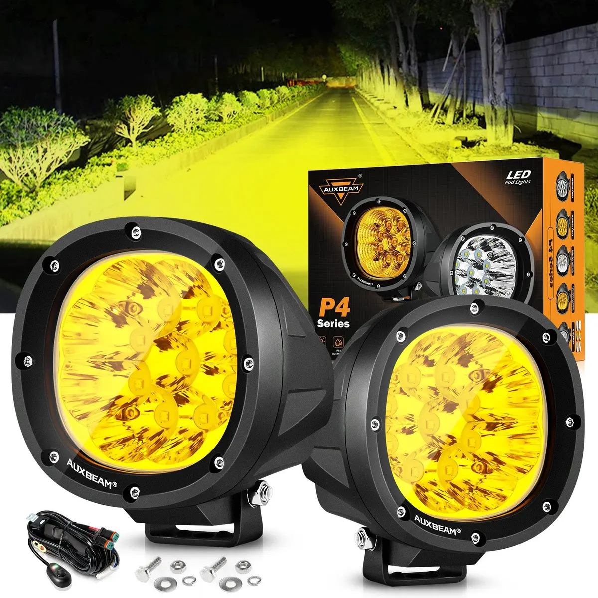 P4 Series | 4 Inch 90W Round Led Driving Lights Spot Amber Pod Lights 1