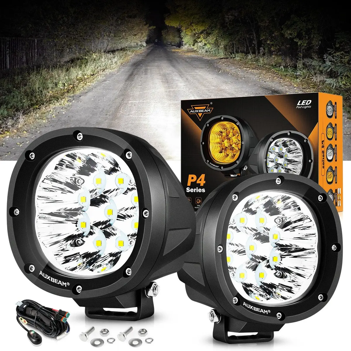 P4 Series | 4 Inch 90W Round Led Driving Lights Spot White Pod Lights 1