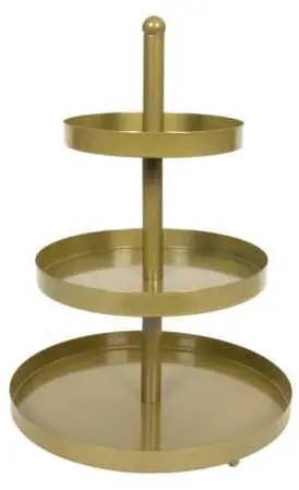 Cookinglife Etagère Metaal / Goud Ø 15, 20 & 25 Cm - 3-Laags - 35 Cm Hoog 1