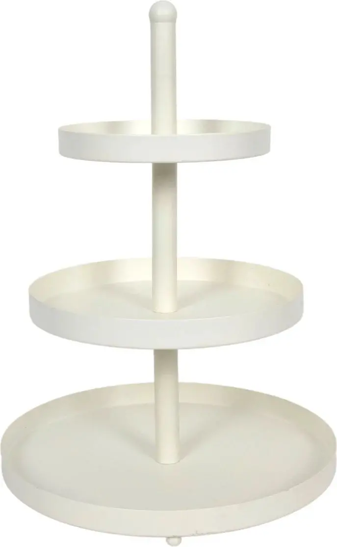 Cookinglife Etagère Metaal Creme Ø 15, 20 & 25 Cm - 3-Laags - 35 Cm Hoog 1