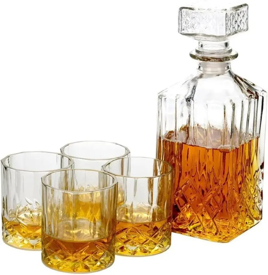 Cookinglife Whiskey Set, Whiskey Karaf 900 Ml + 4 Whiskey Glazen 230 Ml 1