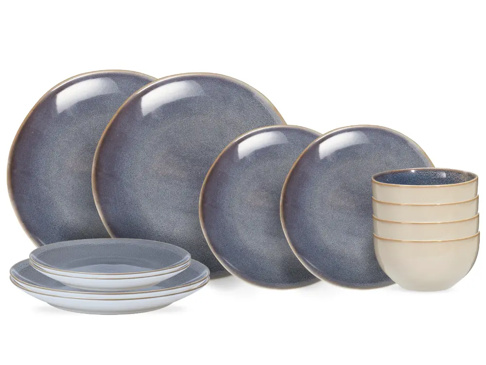 Cookinglife Serviesset Serene Blue 12-Delig / 4 Personen - 4 Dinerborden, 4 Ontbijtborden En 4 Kommen 1