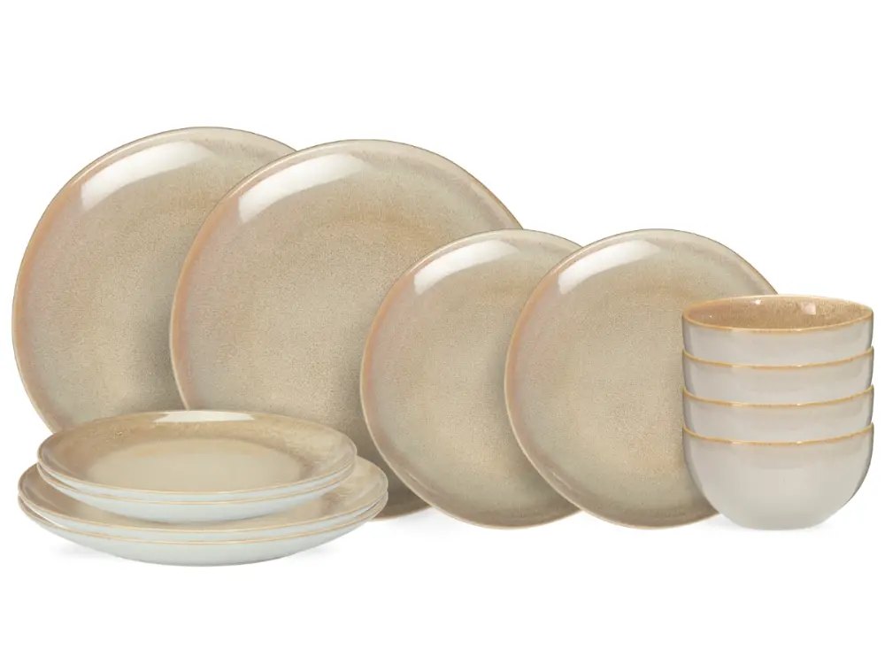 Cookinglife Serviesset Serene Zand 12-Delig / 4 Personen - 4 Dinerborden, 4 Ontbijtborden En 4 Kommen 1