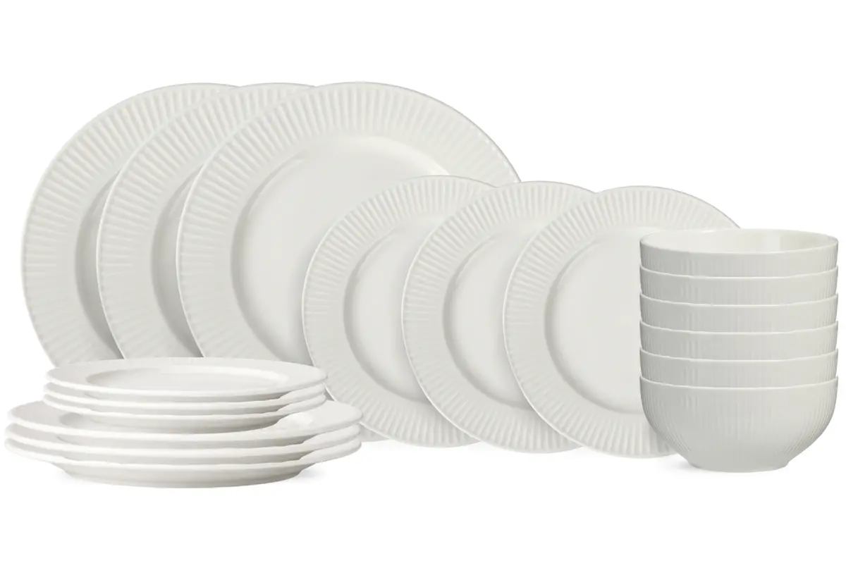 Cookinglife Serviesset Siaki New Bone - Porselein 18-Delig / 6 Personen - 6 Dinerborden, 6 Ontbijtborden En 6 Kommen 1