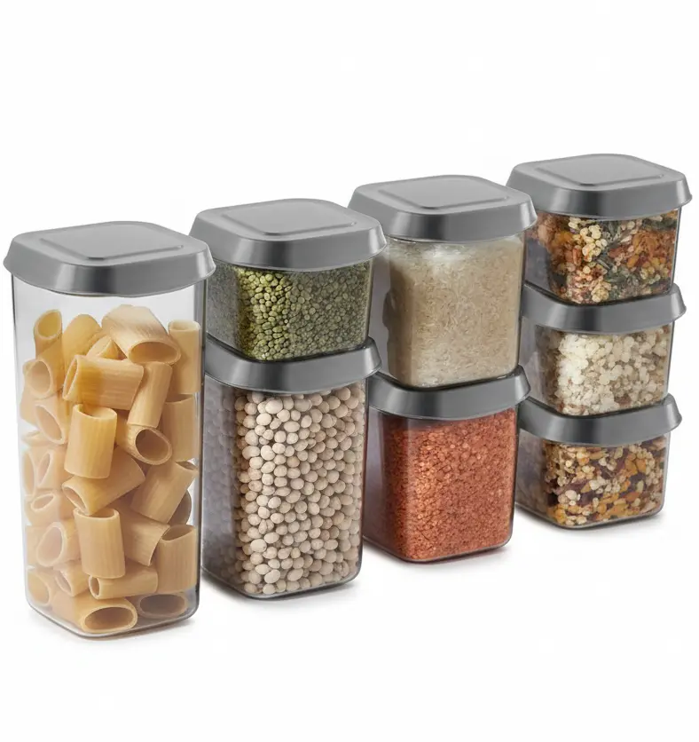 Cookinglife Voorraadpotten Set - Met Grijze Deksels - 8 Stuks 1