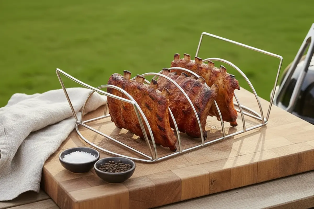 Cookinglife Bbq Sparerib Rek Fire & Flavour - Hittebestendig Staal - Grillen Van Vlees En Gevogelte 2