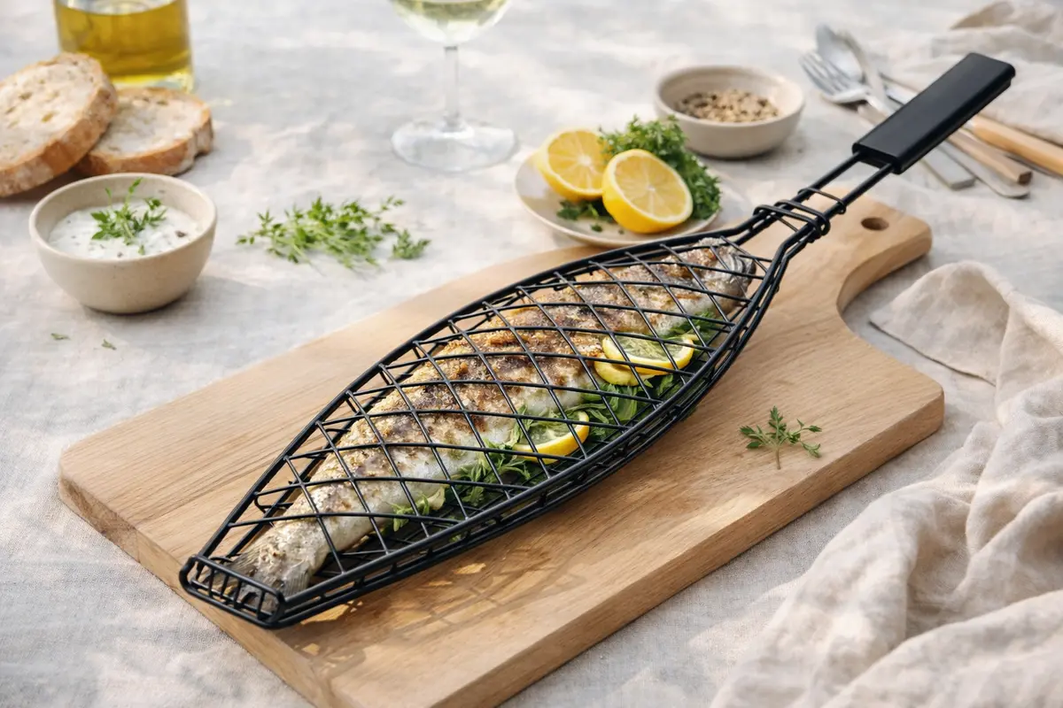 Cookinglife Bbq Visgrill Fire & Flavour - Non-Stick Metaal - Grillen Van Vis En Groenten 2