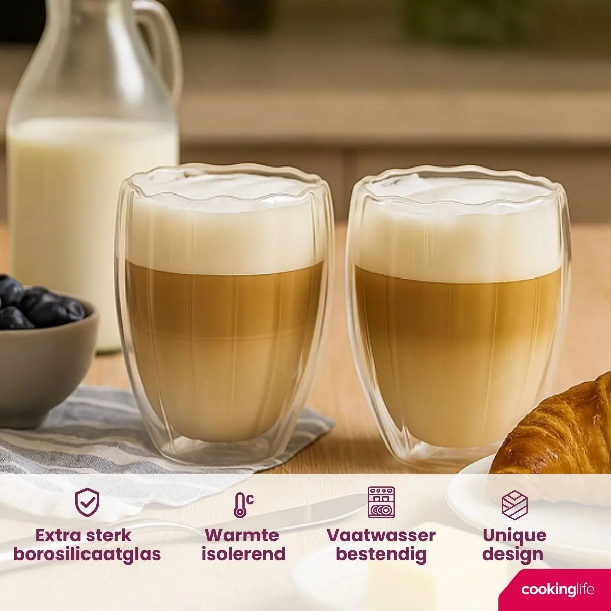 Cookinglife Dubbelwandige Latte Macchiato Glazen / Koffieglazen Pumpkin 300 Ml - 2 Stuks 2
