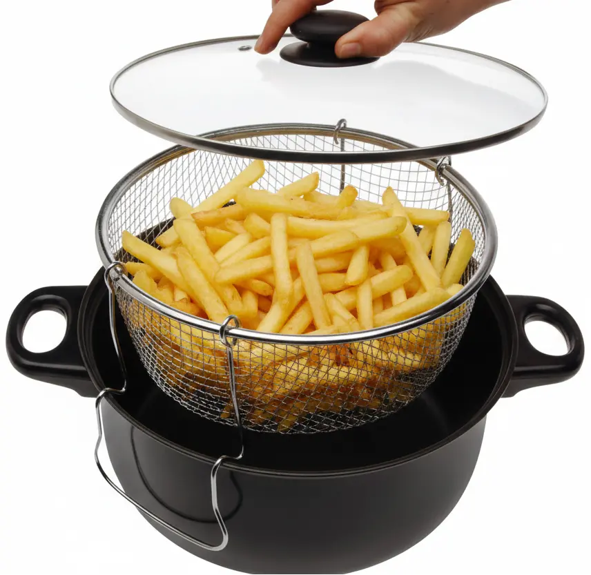 Cookinglife Frituurpan Met Mand En Glazen Deksel - Braadpan Ø 26 Cm 1