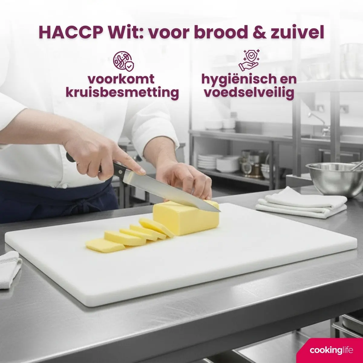 Cookinglife Snijplank Haccp Wit 40 X 30 Cm - Voor Zuivel & Brood 2