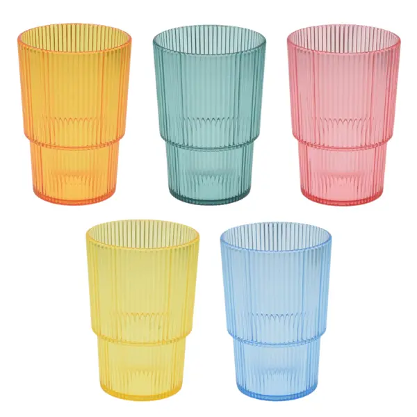 Cookinglife Longdrinkbekers Kunststof Stapelbaar - Campvibe - Outdoor - 475 Ml - 5 Stuks 1