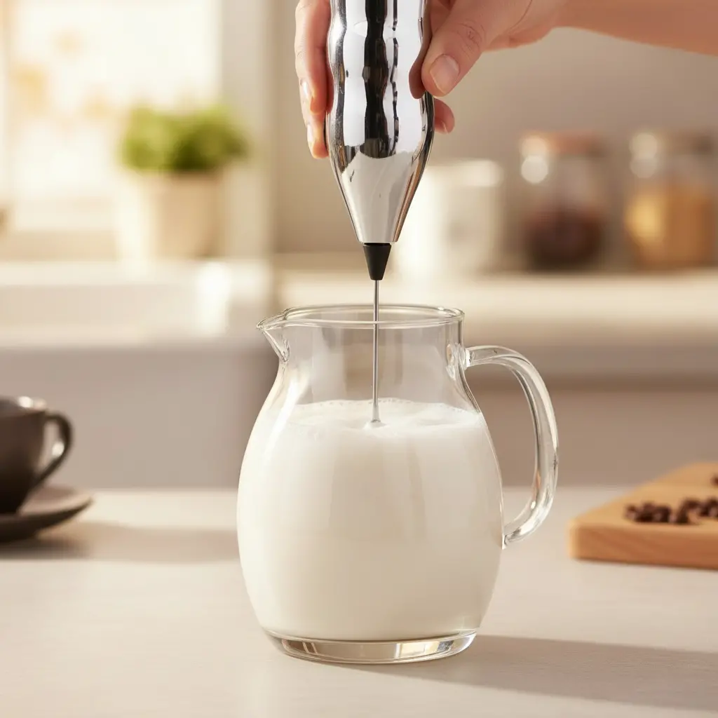 Cookinglife Melkopschuimer Chroom 20 Cm - Handmatige Melkopschuimer Voor Koffiespecialiteiten 2