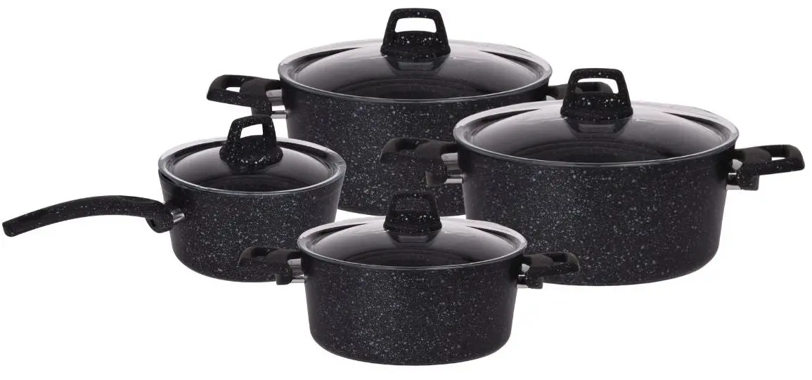 Cookinglife Pannenset Black Speckle 4-Delig Aluminium - Kookpan Ø 20, 22, 24 Cm & Steelpan Ø 18 Cm - Geschikt Voor Alle Warmtebronnen - Standaard Anti-Aanbaklaag 1