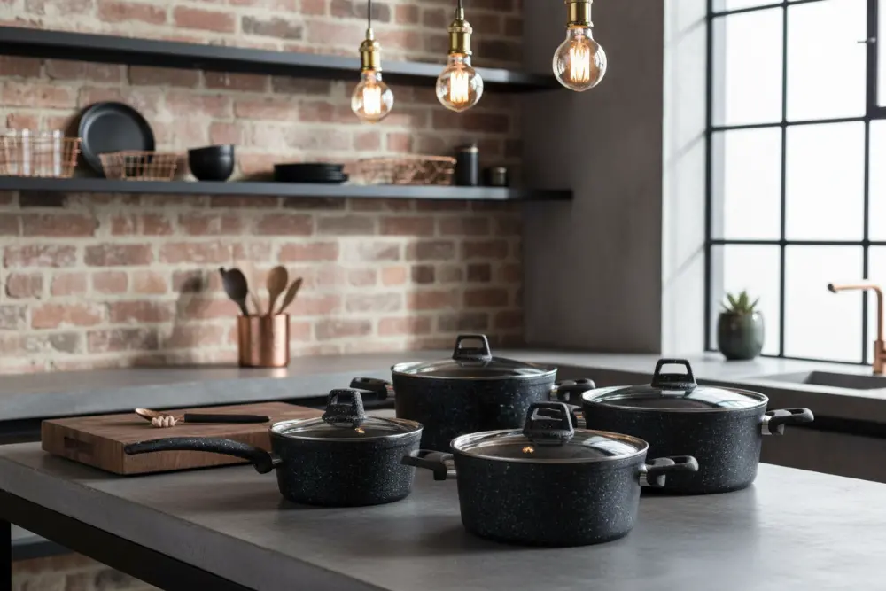 Cookinglife Pannenset Black Speckle 4-Delig Aluminium - Kookpan Ø 20, 22, 24 Cm & Steelpan Ø 18 Cm - Geschikt Voor Alle Warmtebronnen - Standaard Anti-Aanbaklaag 2