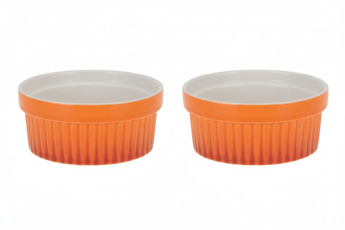 Cookinglife Ramekins / Soufflébakje / Creme Brulee Schaaltjes - Oranje - Porselein - Ø 11Cm -  2 Stuks 1