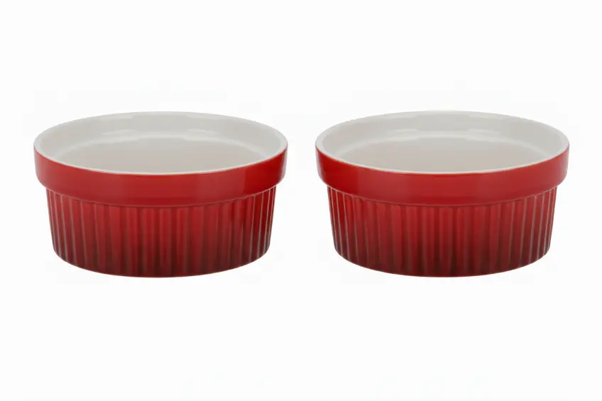Cookinglife Ramekins / Soufflébakje / Creme Brulee Schaaltjes - Rood - Porselein - Ø 11 Cm - 2 Stuks 1