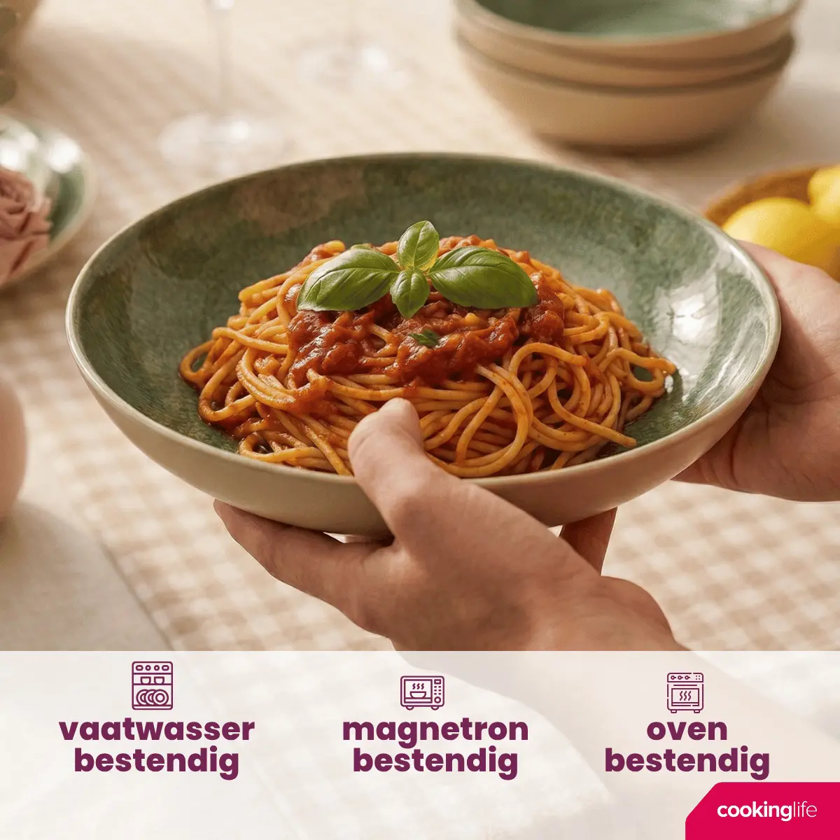 Cookinglife Diepe Borden / Pastaborden Serene Green Ø 23 Cm - Aardewerk - 4 Stuks 2