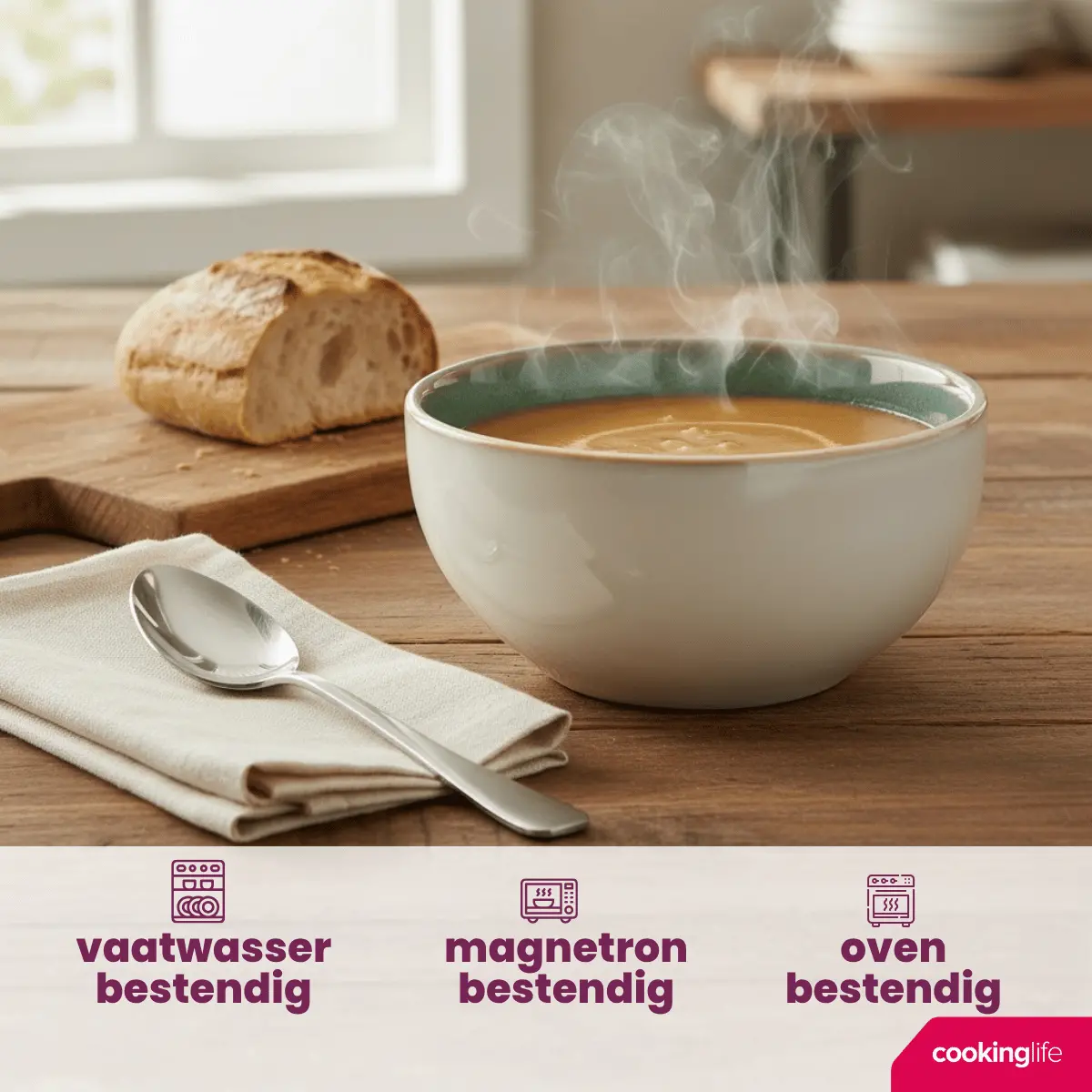 Cookinglife Soepkommen / Kommen Serene Green Ø 14 Cm - Aardewerk - 4 Stuks 2