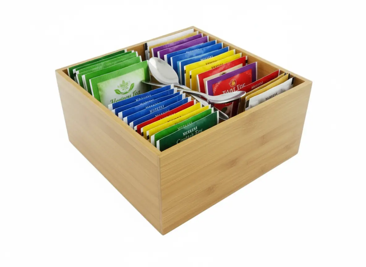 Cookinglife Bestekbak Theelepels - Opbergbox - Multi Organizer - Bamboe 15 X 15 X 7 Cm 1
