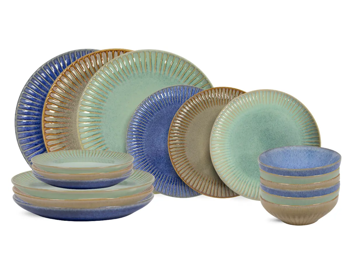 Cookinglife Serviesset Aqua Maris 18-Delig / 6 Personen - 6 Dinerborden, 6 Ontbijtborden En 6 Kommen 1