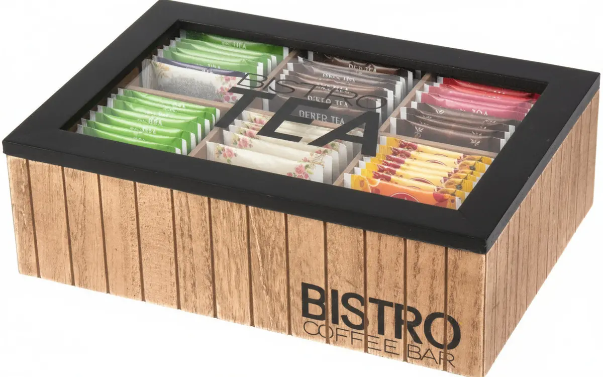 Cookinglife Theedoos - Theekist - Bistro - 6 Vakken - 24 X 16.5 X 7.5 Cm 1