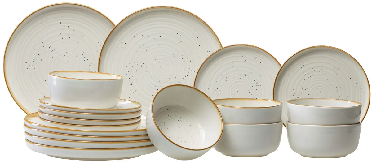 Cosy & Trendy Serviesset Baltic Vanilla 18-Delig / 6 Personen - 6 Dinerborden, 6 Ontbijtborden En 6 Kommen 1