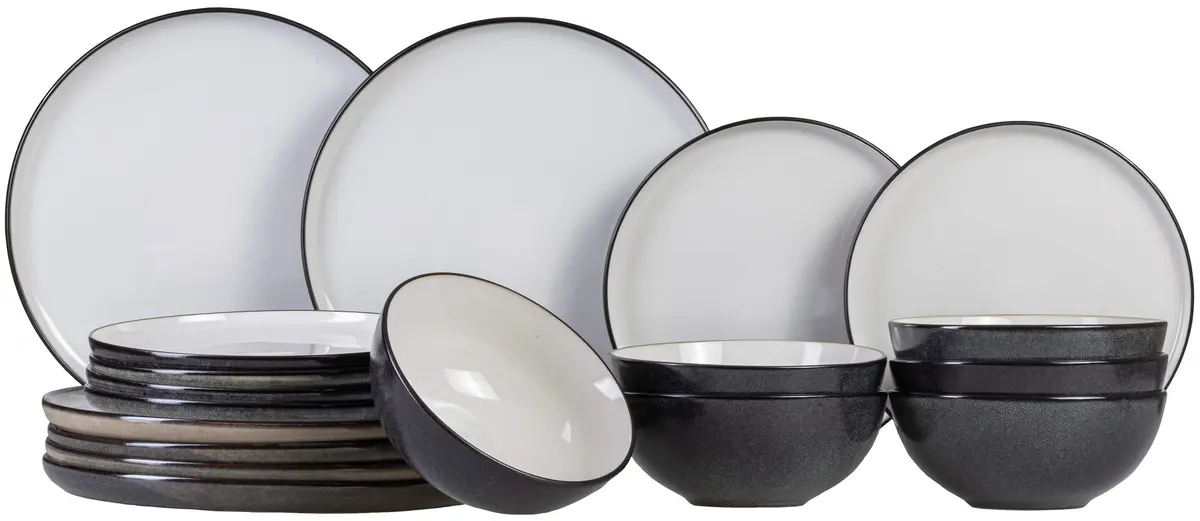 Cosy & Trendy Serviesset Ciel - Wit 18-Delig / 6 Personen - 6 Dinerborden, 6 Ontbijtborden En 6 Kommen 1
