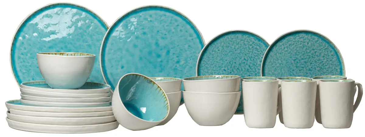 Cosy & Trendy Serviesset Laguna Azzurro 24-Delig / 6 Personen - 6 Dinerborden, 6 Bekers, 6 Ontbijtborden En 6 Schaaltjes 1