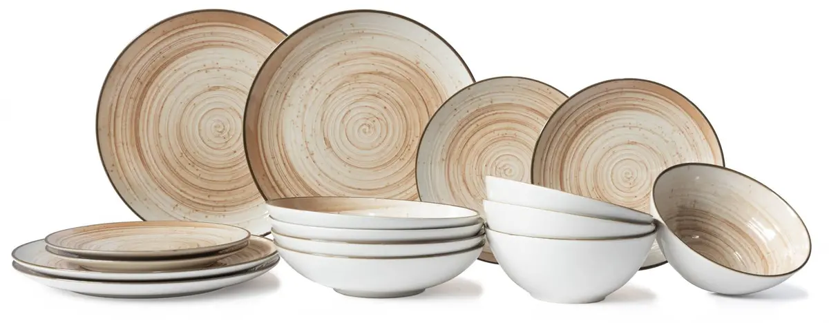 Cosy & Trendy Serviesset Sintra Terracotta 16-Delig / 4 Personen - 4 Dinerborden, 4 Ontbijtborden, 4 Diepe Borden En 4 Kommen 1