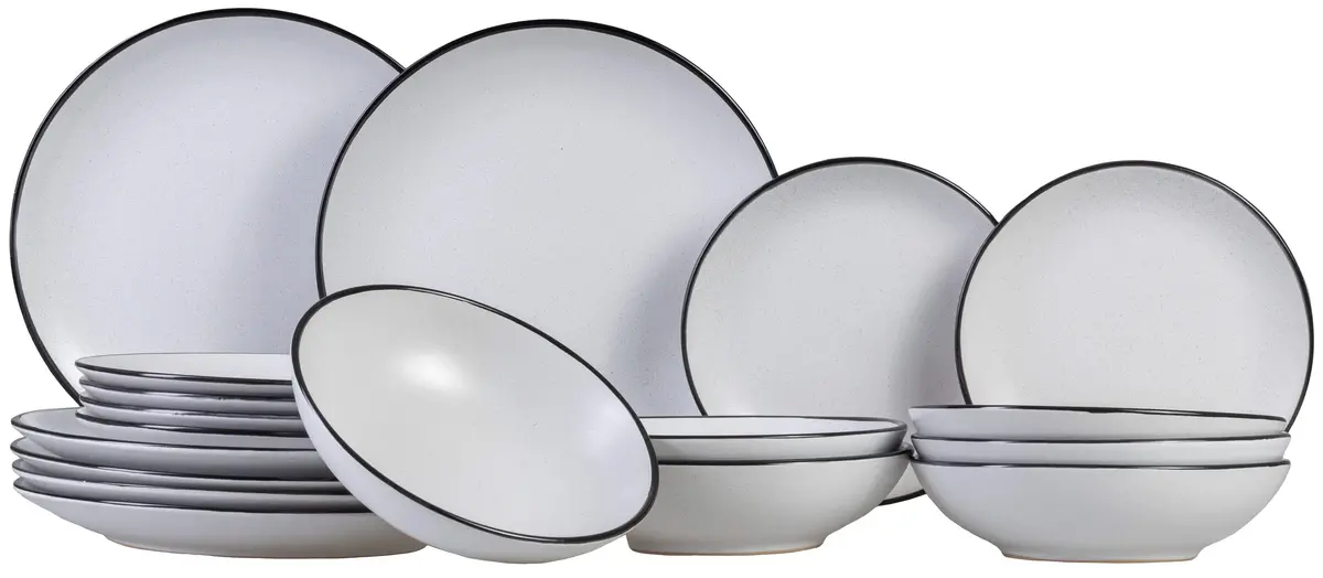Cosy & Trendy Serviesset Speckle - Wit 18-Delig / 6 Personen - 6 Dinerborden, 6 Diepe Borden En 6 Ontbijtborden 1