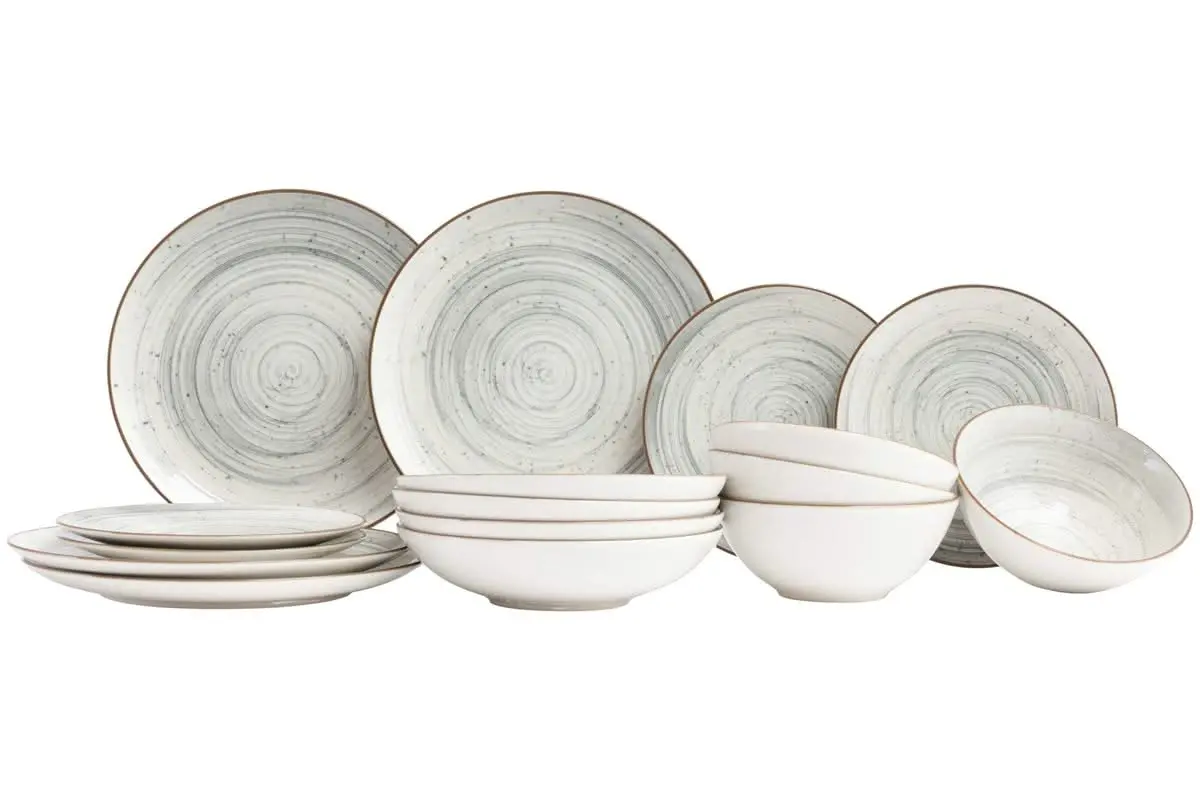 Cosy & Trendy Serviesset Sintra Dusty Blue 16-Delig / 4 Personen - 4 Dinerborden, 4 Ontbijtborden, 4 Diepe Borden En 4 Kommen 1