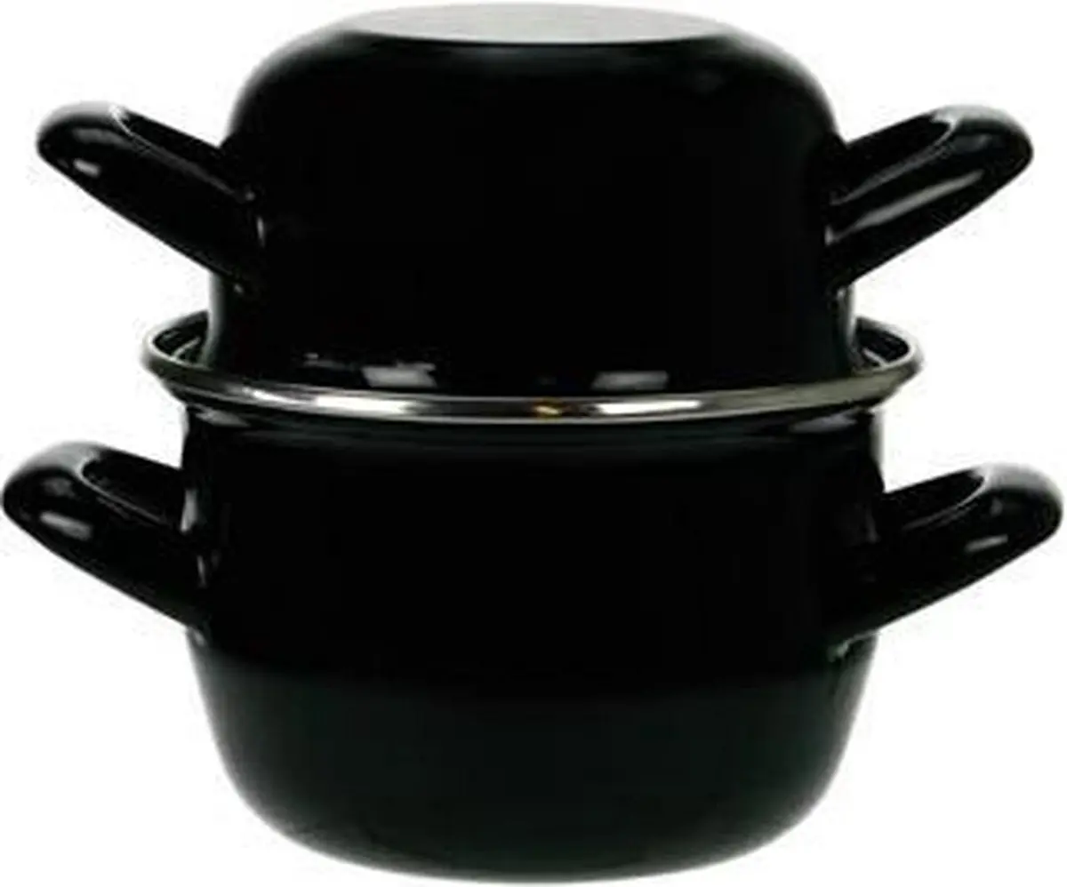 Cosy & Trendy Mosselpan - Emaille - Inductie Geschikt - Zwart - Ø 18 Cm / 2.8 Liter - Geëmailleerde Anti-Aanbaklaag 1