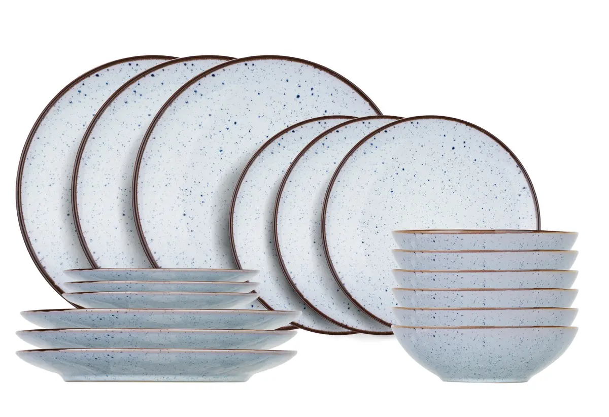 Cosy & Trendy Serviesset Tessa Blue 18-Delig / 6 Personen - 6 Dinerborden, 6 Ontbijtborden En 6 Diepe Borden 1