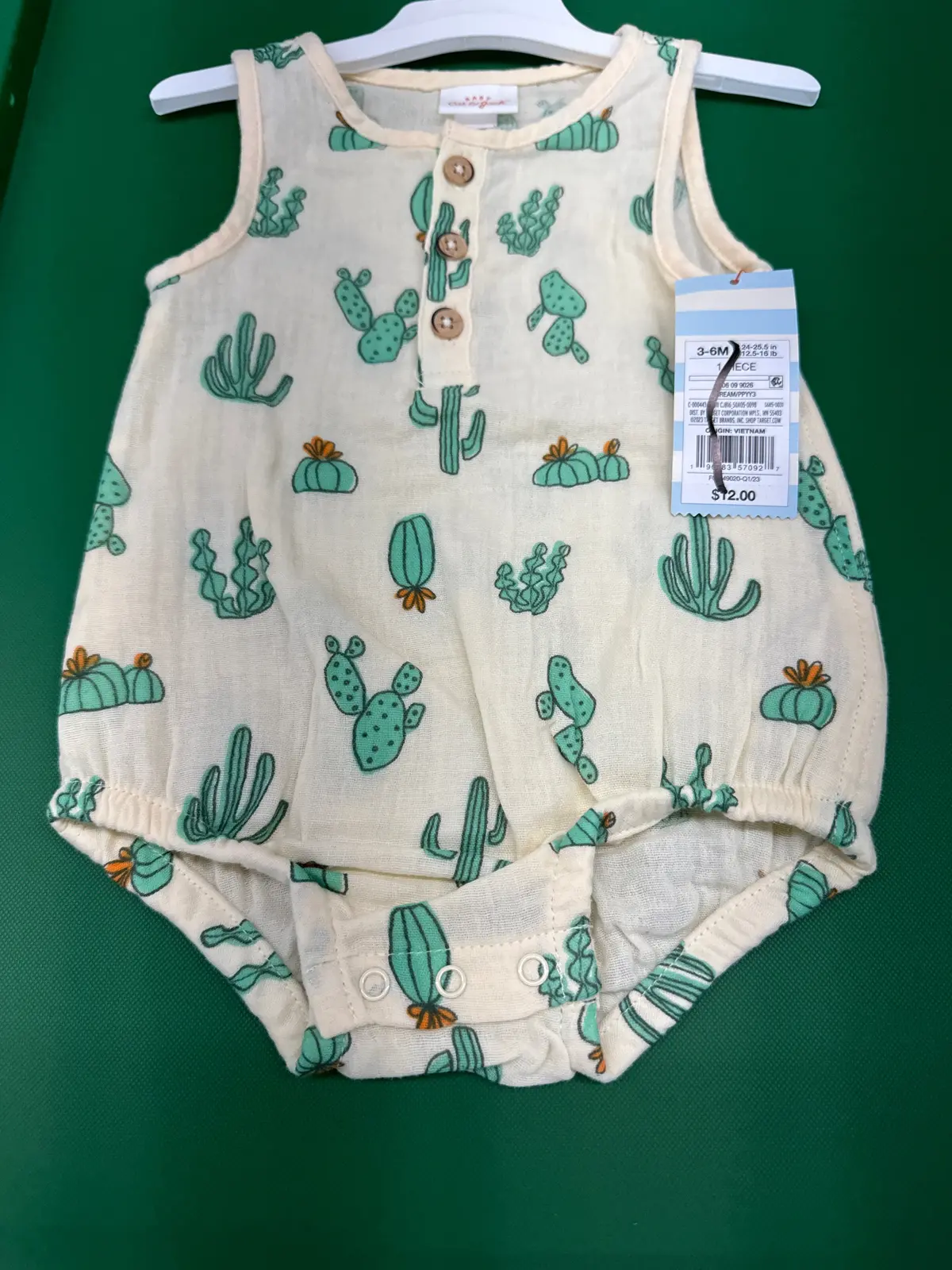 Kids Cream Onesie W/Cacti -3/6M 1