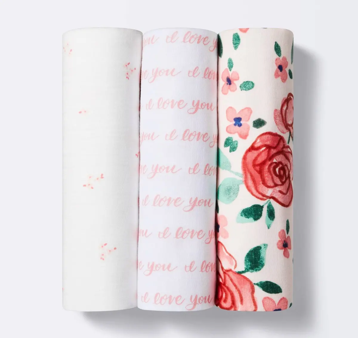 Muslin Swaddle Blankets - 3Pk - Pink/Floral 1