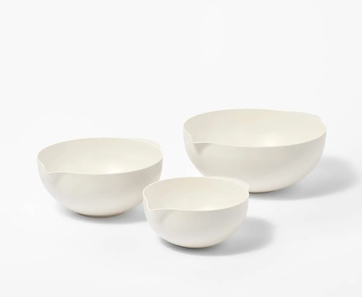 3Pc Plastic Mixing Bowl Set With Pour Spots (No Lids) Cream 1