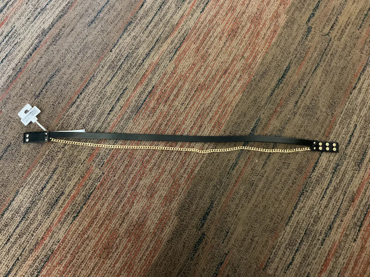 Women's Gold Chain Waist Belt - Black S 1
