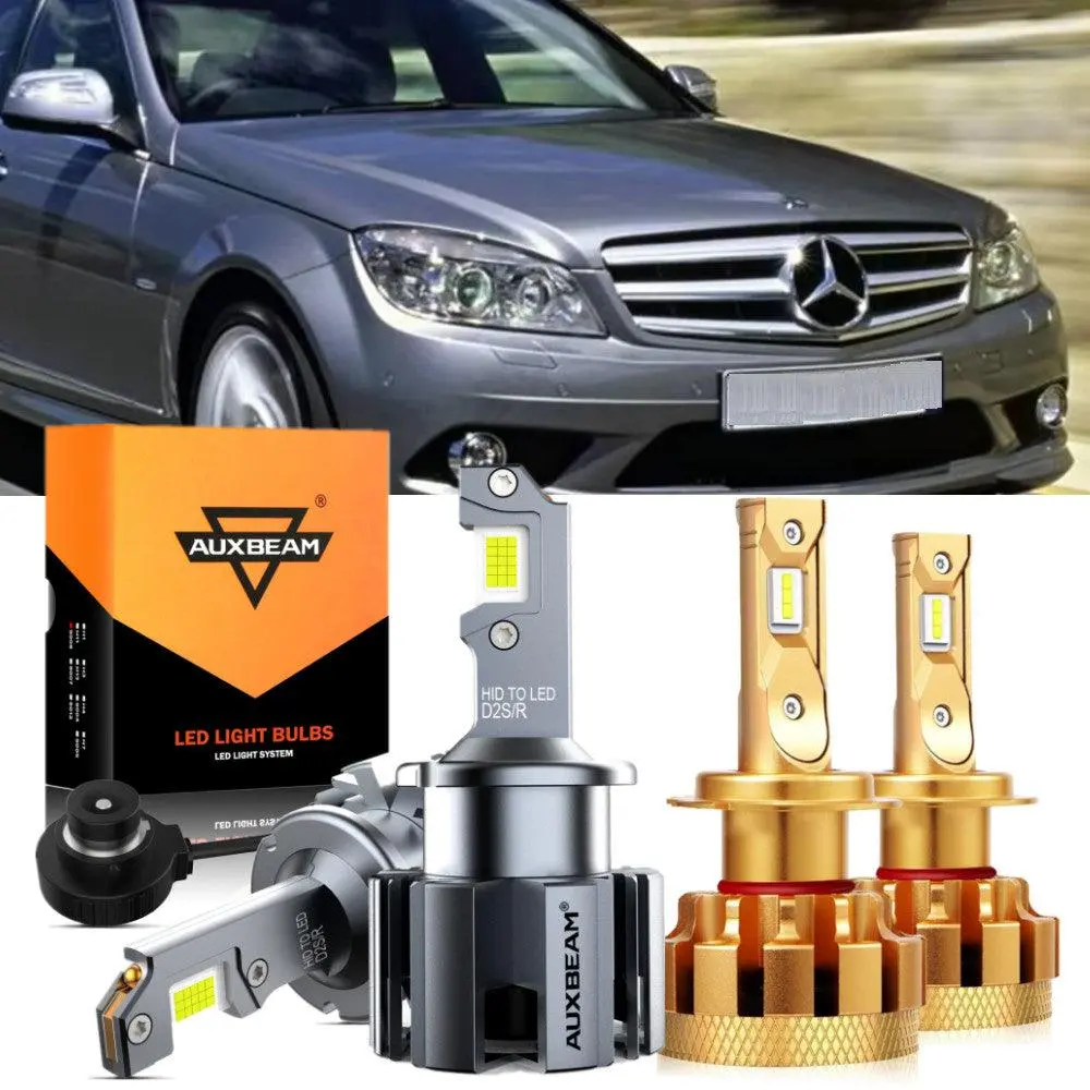 For 2006-2007 Mercedes-Benz C350 With Hid Headlamps Led Light Bulbs High Low Beam Bundle 1