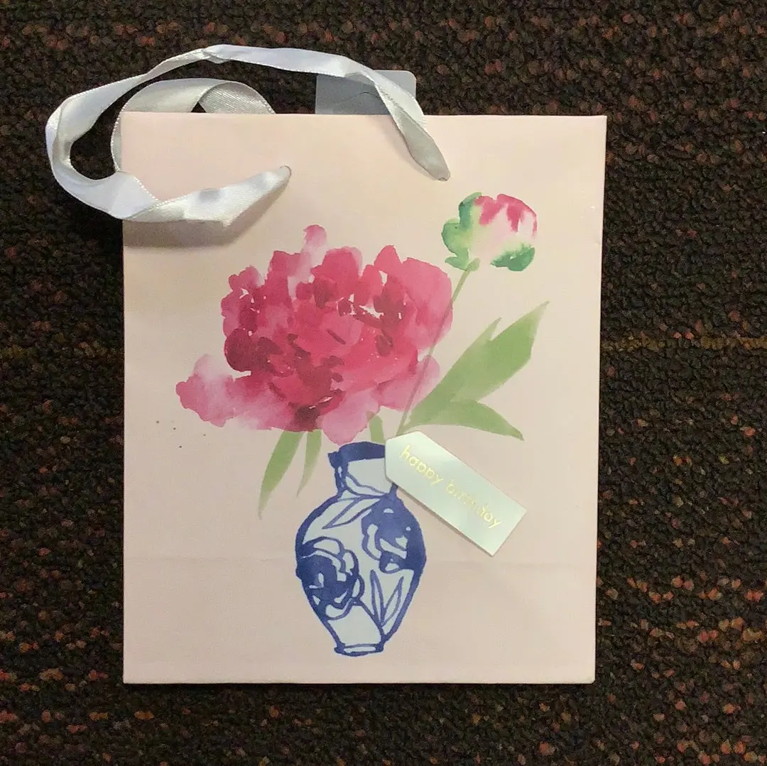 National Brand Happy Birthday Floral Vase Pink Gift Bag 1
