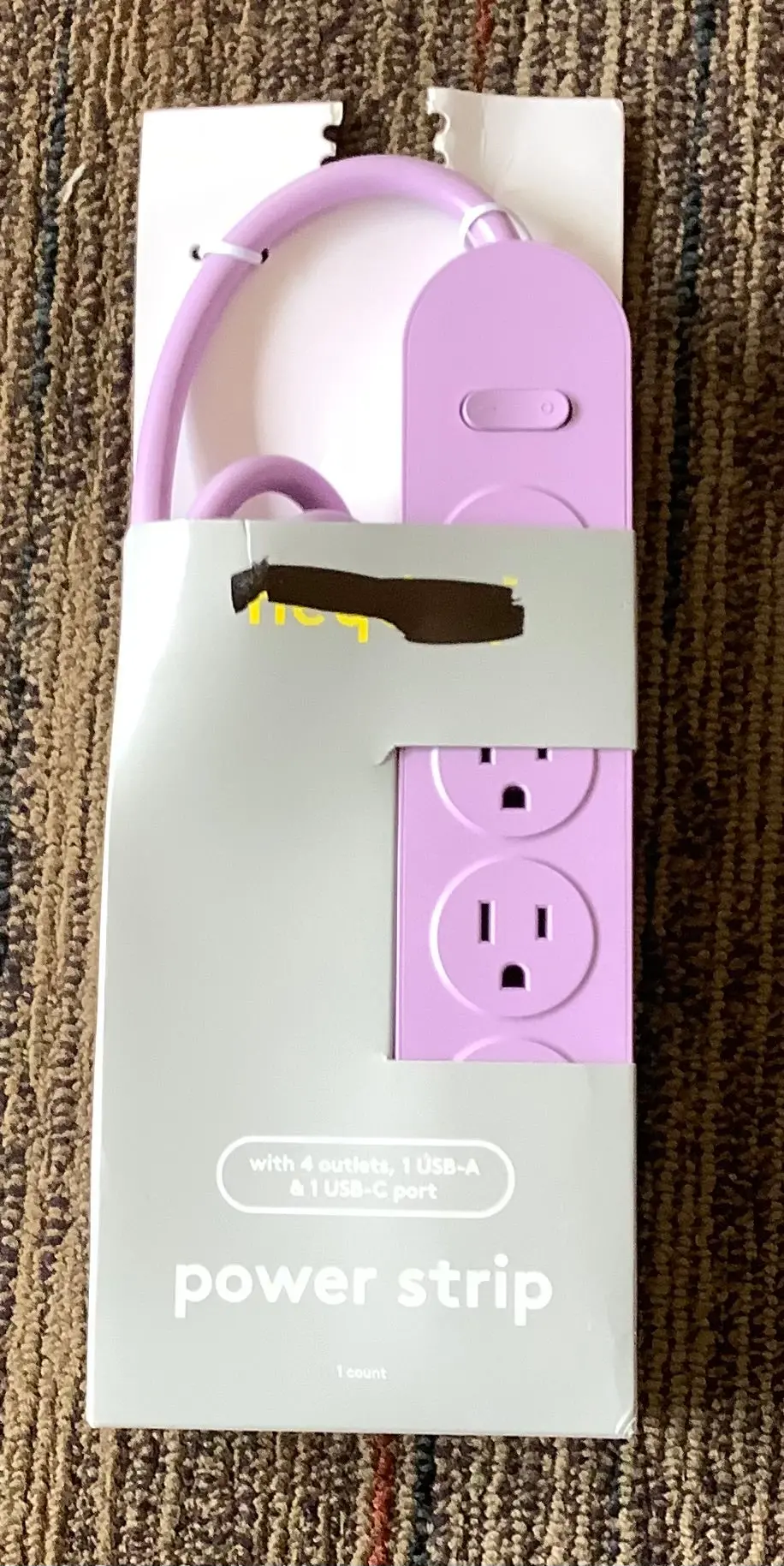 4 Outlet Power Strip 6' Cord With Usb Purple 1