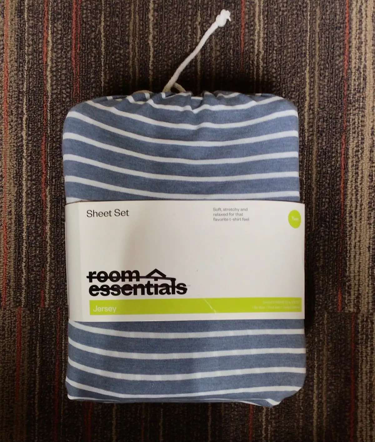 T-Shirt Soft Jersey Knit Sheet Set - Size Full - Blue&White Stripes 1