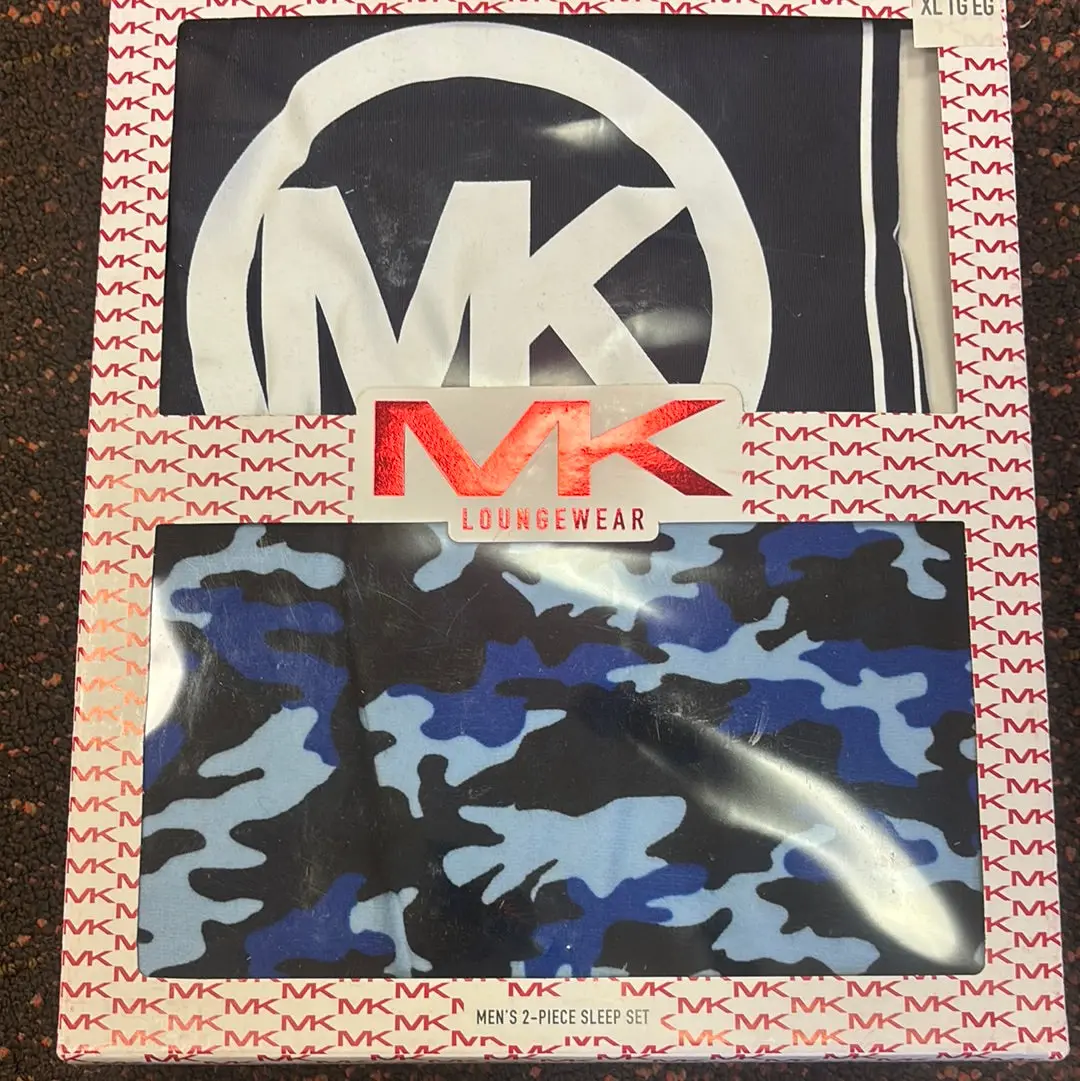 Mk Mens Loungewear Set Longsleeve Shirt And Pants - Blue Camo Design 1