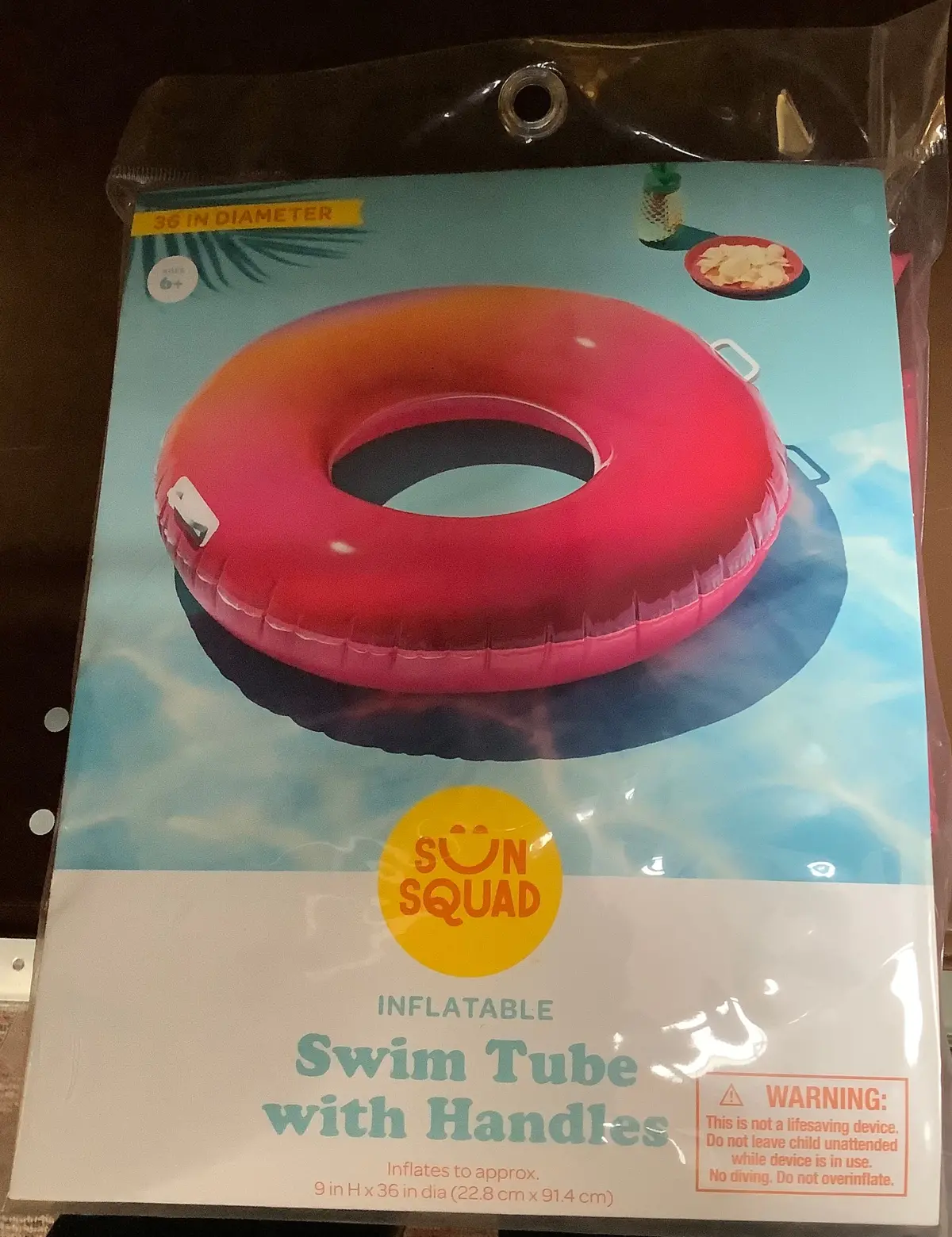 Swim Tube With Handles - Pink 1