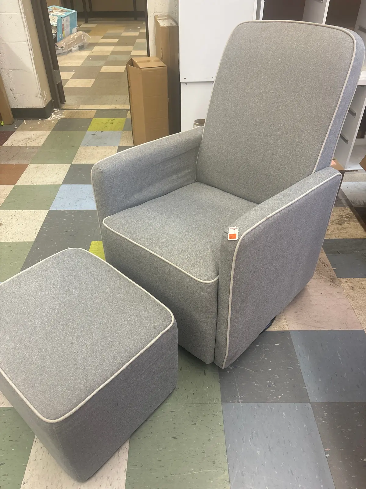 Swivel Rocking Chair With Ottoman Gray 1