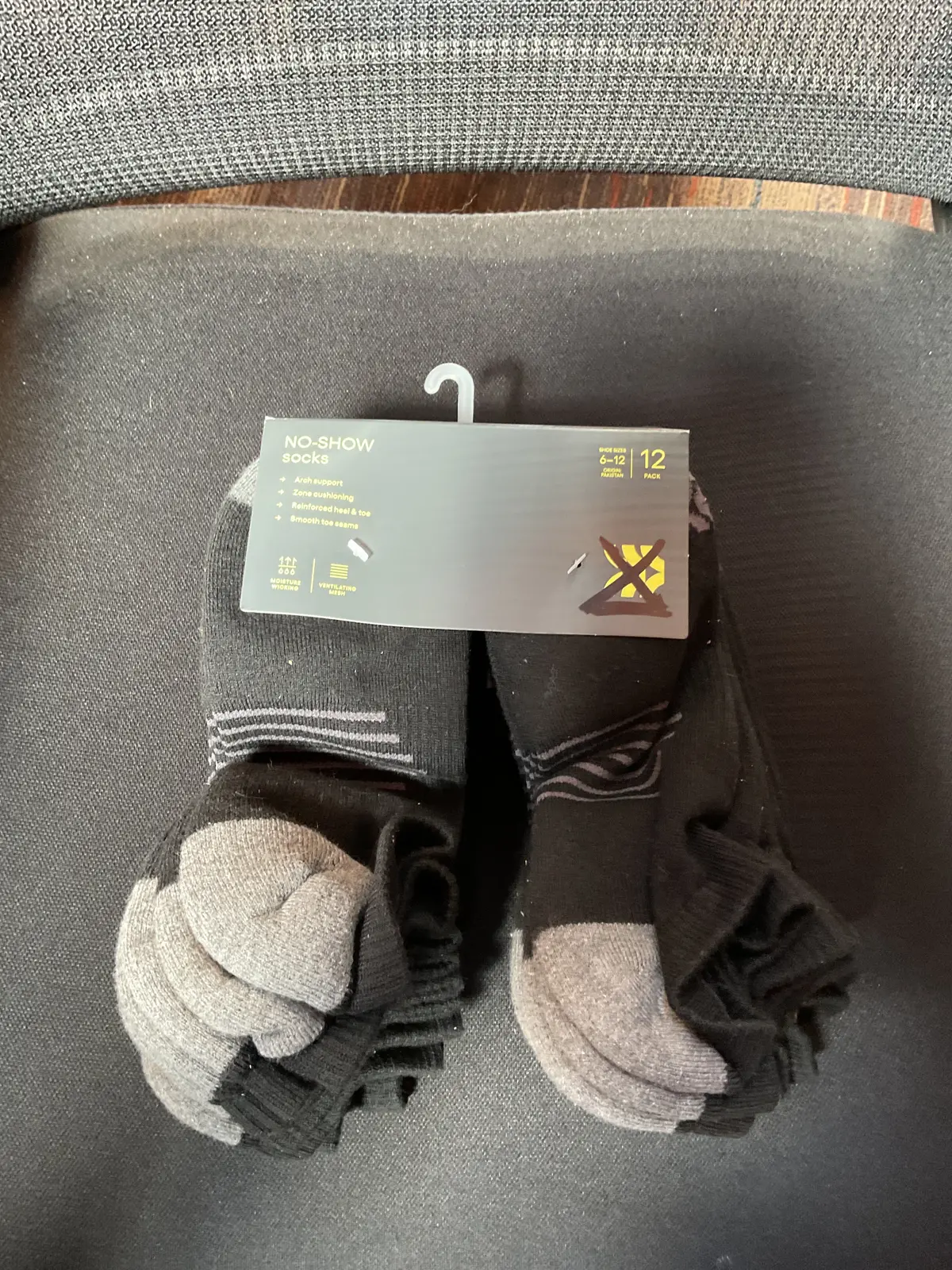 Men's No Show Striped Athletic Socks 12Pk 1