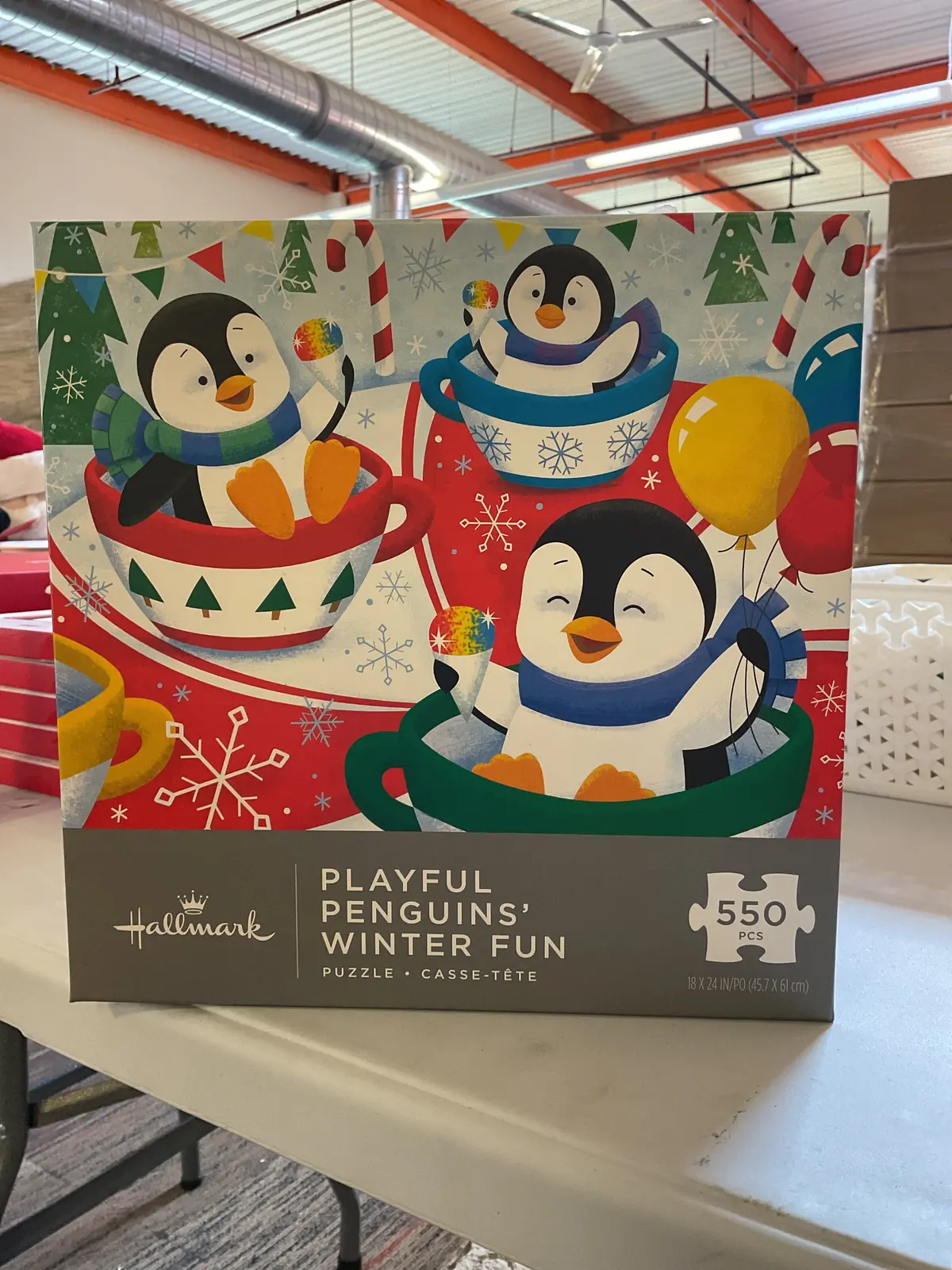 National Brand Christmas Playful Penguins’ Winter Fun 550Pc Puzzle 1