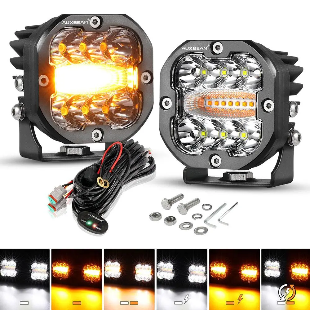 Xp-Ultra Series 3 Inch 96W 9600Lm Led Pods 6 Modes White Amber Flashing Led Driving Lights 1